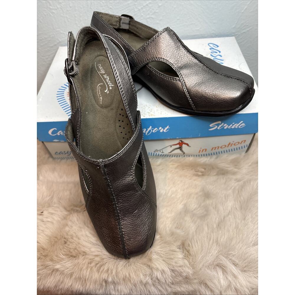 Easy Street Sportster Slingback‎ Mule Pewter 7.5 M